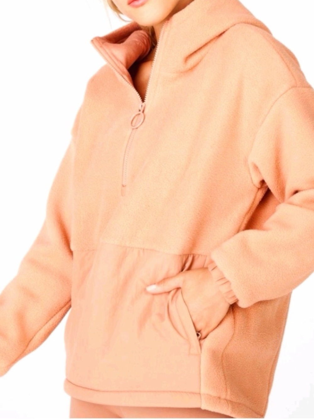 Fabletics Peach Sherpa Lottie Pullover Quarter Zip